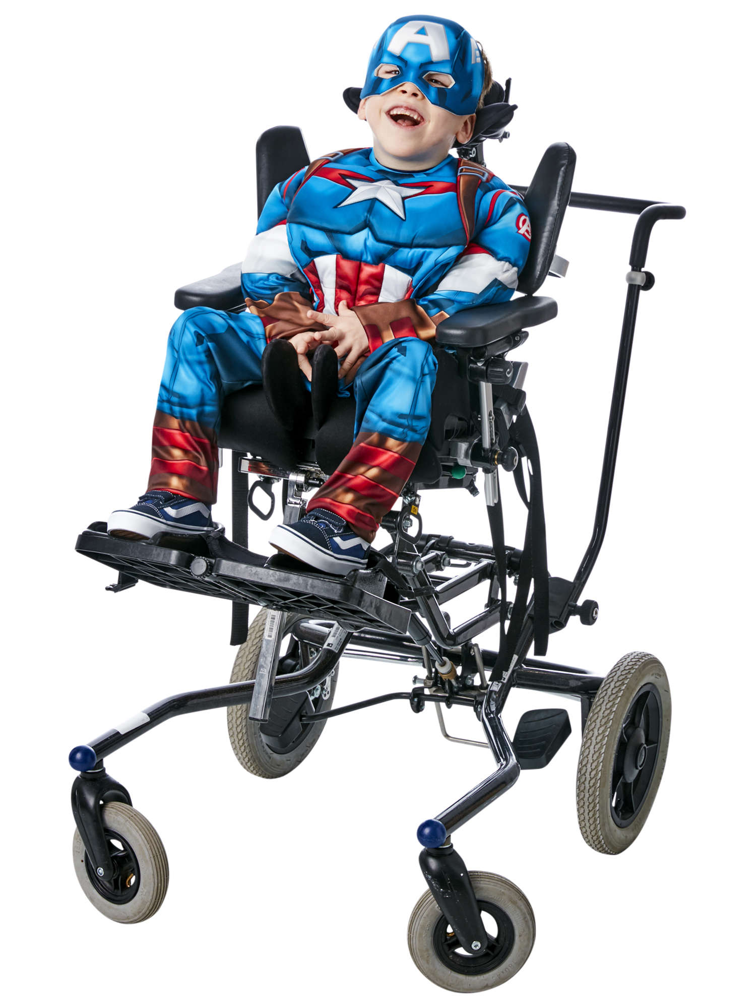 Déguisement Captain America Marvel Pour Enfant 7-8 Ans – Combinaison + Cagoule – Effet Armure, Rembourré – Taille L